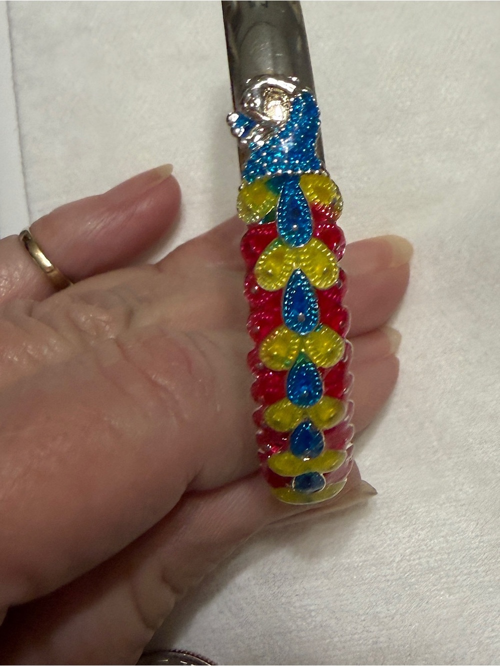 Hand Painted Resin Peacock Bracelet